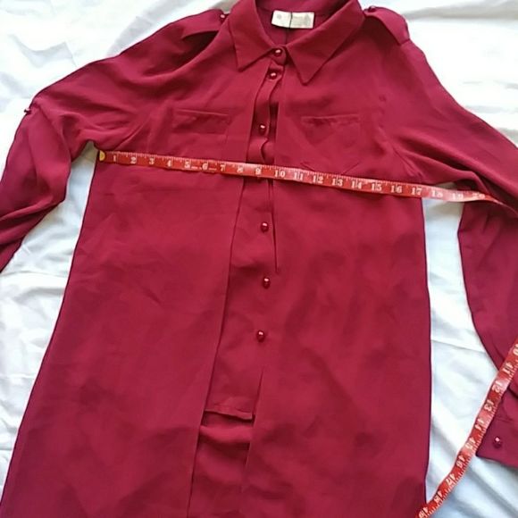 Venessa Collection Red Button Front Cape Tunic - Picture 9 of 16